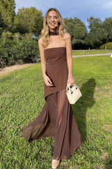 Elegant Strapless Sleeveless Maxi Dress