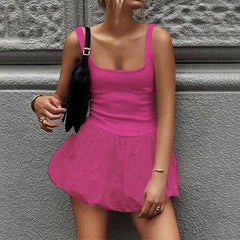 Drama in Town Mini Dress -Rose Red