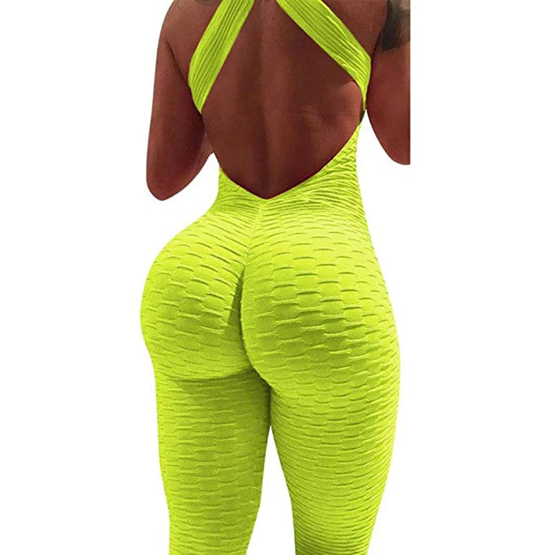 JuliaFashion - Sexy Halter High Waist Sportswear Jumpsuits