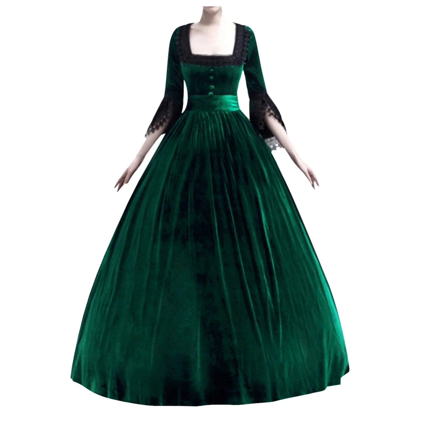 JuliaFashion - 2024 New Medieval Renaissance Velvet Gothic Court Queen Cosplay Vestidos Dress