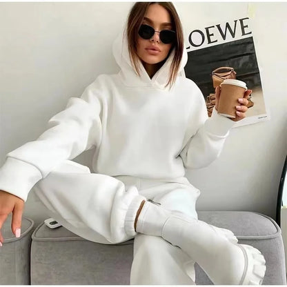 Autumn Winter Two Piece Sets Oversized Suit Trouser Sweatshirt Sportswear Hoody