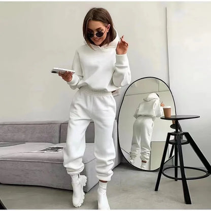 Autumn Winter Two Piece Sets Oversized Suit Trouser Sweatshirt Sportswear Hoody