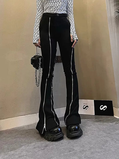 Fashion Zipper Slim Flare Halloween Pants