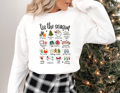 Fashion Girl Tis The Season Retro Cute Element Christmas Hoodie White / S Hoodies-L