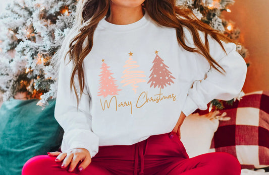 Christmas Hoodie - Pink Tree Design