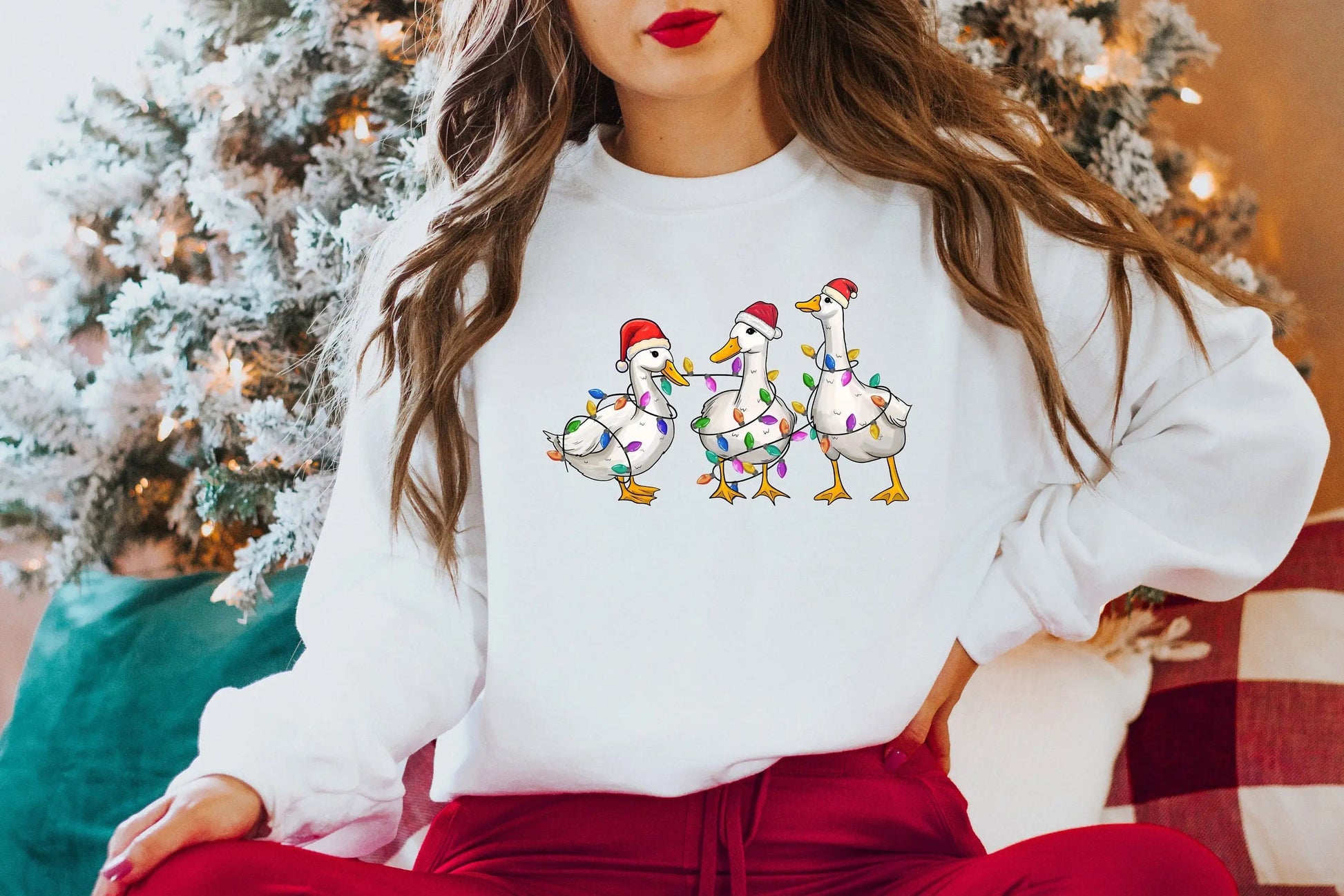 Voguish Cotton Duck Lights Family Christmas Hoodie White / S Hoodies-L