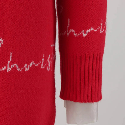 Elegant Full Sleeve O-Neck Casual Jacquard Dress Christmas Sweater Sweaters-L