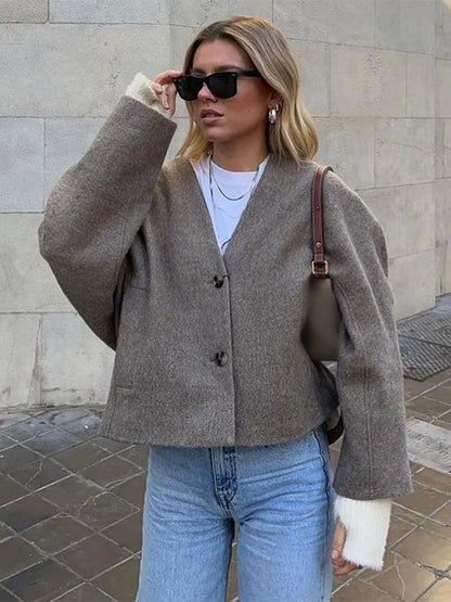 Fashion Solid Elegant Stylish Casual Short Coat