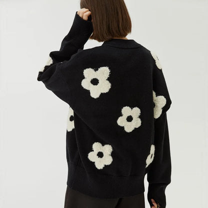 Trend High Quality Loose Fitting Floral Embroidered Cardigan