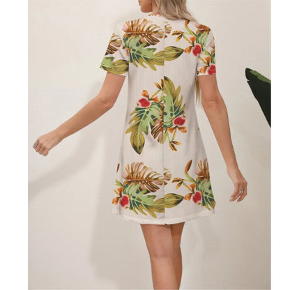 Julia Fashion - Elegant Flower Slim Fit Round Neck Vestido Mini Dress