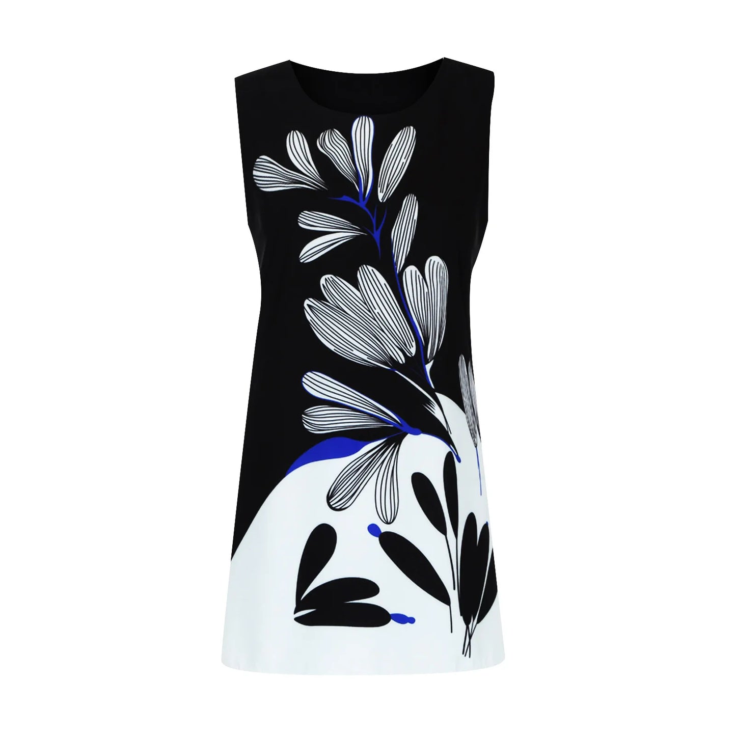 JuliaFashion - 2024 Fashion Summer SunFor Women Vintage Flower Printing O-Neck Sleeveless Mini Tank Casual Ladies Beach Dress
