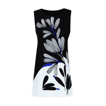 JuliaFashion - 2024 Fashion Summer SunFor Women Vintage Flower Printing O-Neck Sleeveless Mini Tank Casual Ladies Beach Dress