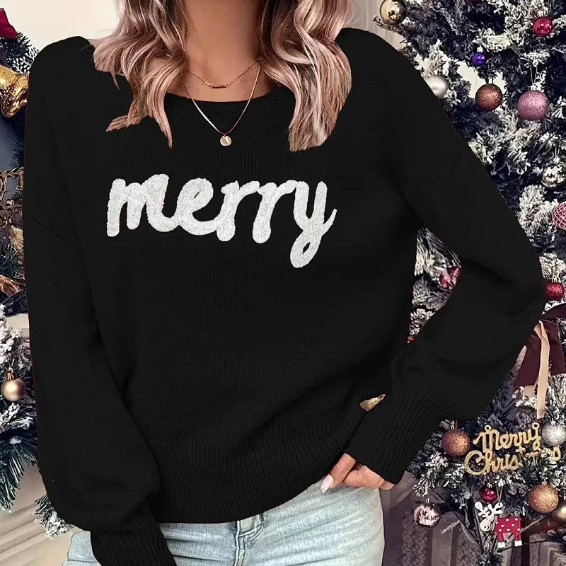 Loose Pullover Elegant Winter Warm Trendy Christmas Sweater Black / S Sweaters-L