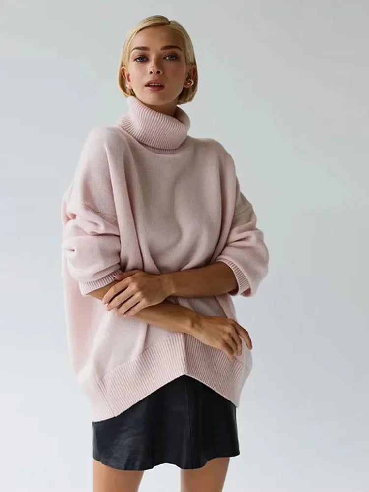 Chic Thickened Inner Wear Solid Fashion Knitted Jumper Christmas Sweater Pinkish / S Sweaters-L