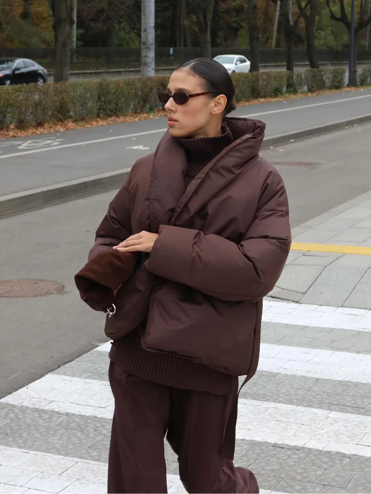 Tie-Belt Padded Cotton Coat Coats-241208