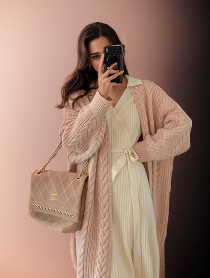 Elegant Sweet Casual Oversized Long Sleeve Knitted Korean Basics Cardigan