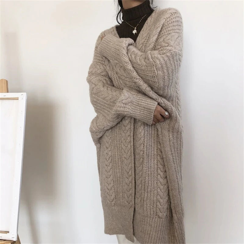 Elegant Sweet Casual Oversized Long Sleeve Knitted Korean Basics Cardigan