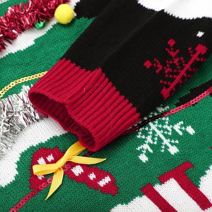 Elegant Red O-Neck Loose Pullover New Year Trendy Christmas Sweater Sweaters-L