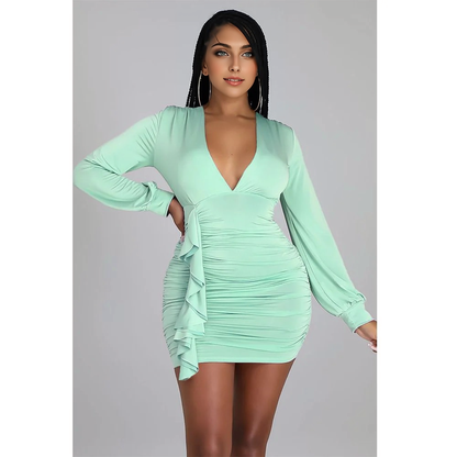 Julia Fashion - Sexy Long Sleeve Ruched Bodycon Dresses