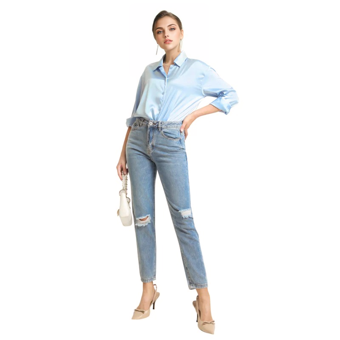 Julia Fashion - Light Blue Denim Trousers