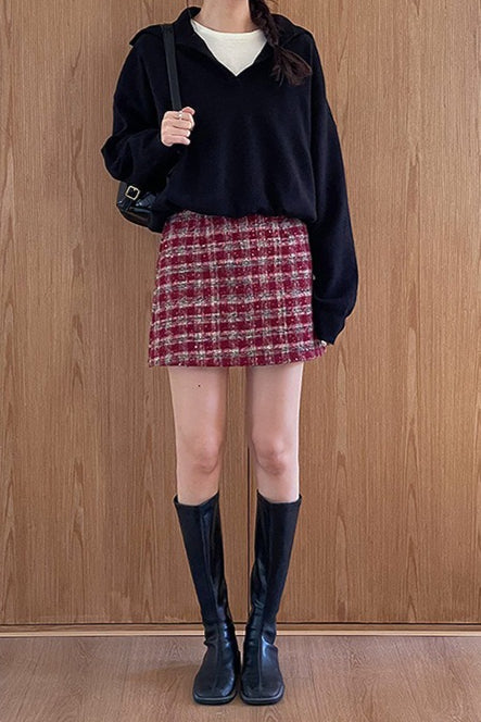 Heavyweight Wool Plaid Bodycon Christmas Skirt