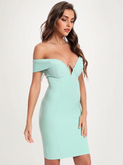 JuliaFashion - 2024 Sexy Off Shoulder V-Neck Bandage Dress