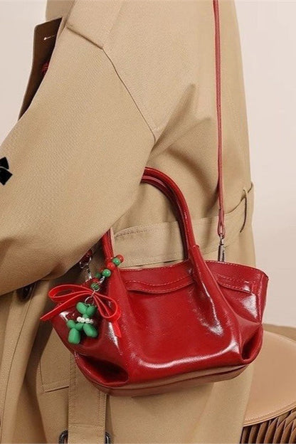 Red Puppy Motif Dumpling Bag Elegant Crossbody Wedding Bag