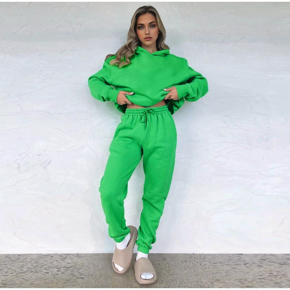 JuliaFashion - 2024 Tracksuit Suits Sweatshirt Solid Casual Sportswear Suit