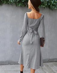 Romantic Dress - Solid Color Bottoming S / Gray