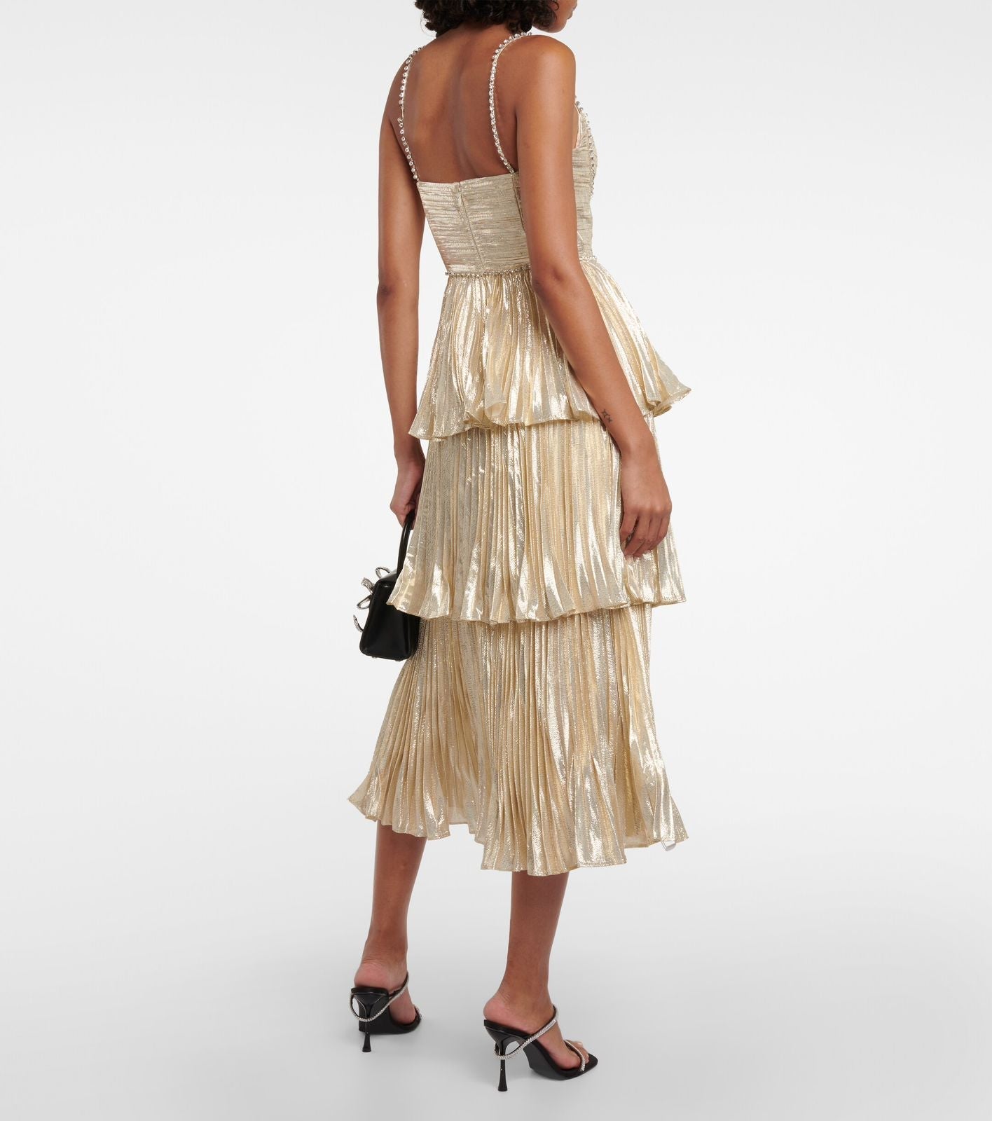 Party Ruffle Midi Dress - Champagne