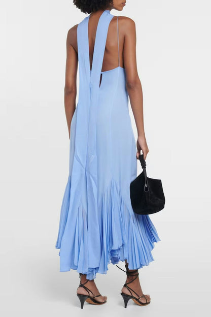 Vintage Party Midi Dress With Stole - Blue