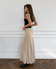 Sleek Satin Skirt - Khaki