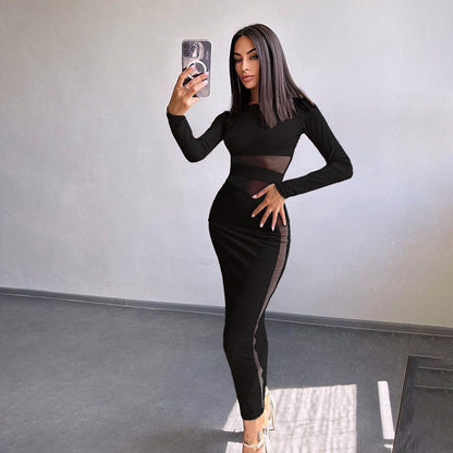 Nightfall Charm Dress-Black