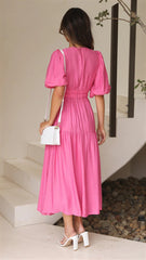 Brunch It Right Midi Dress - Rose Red