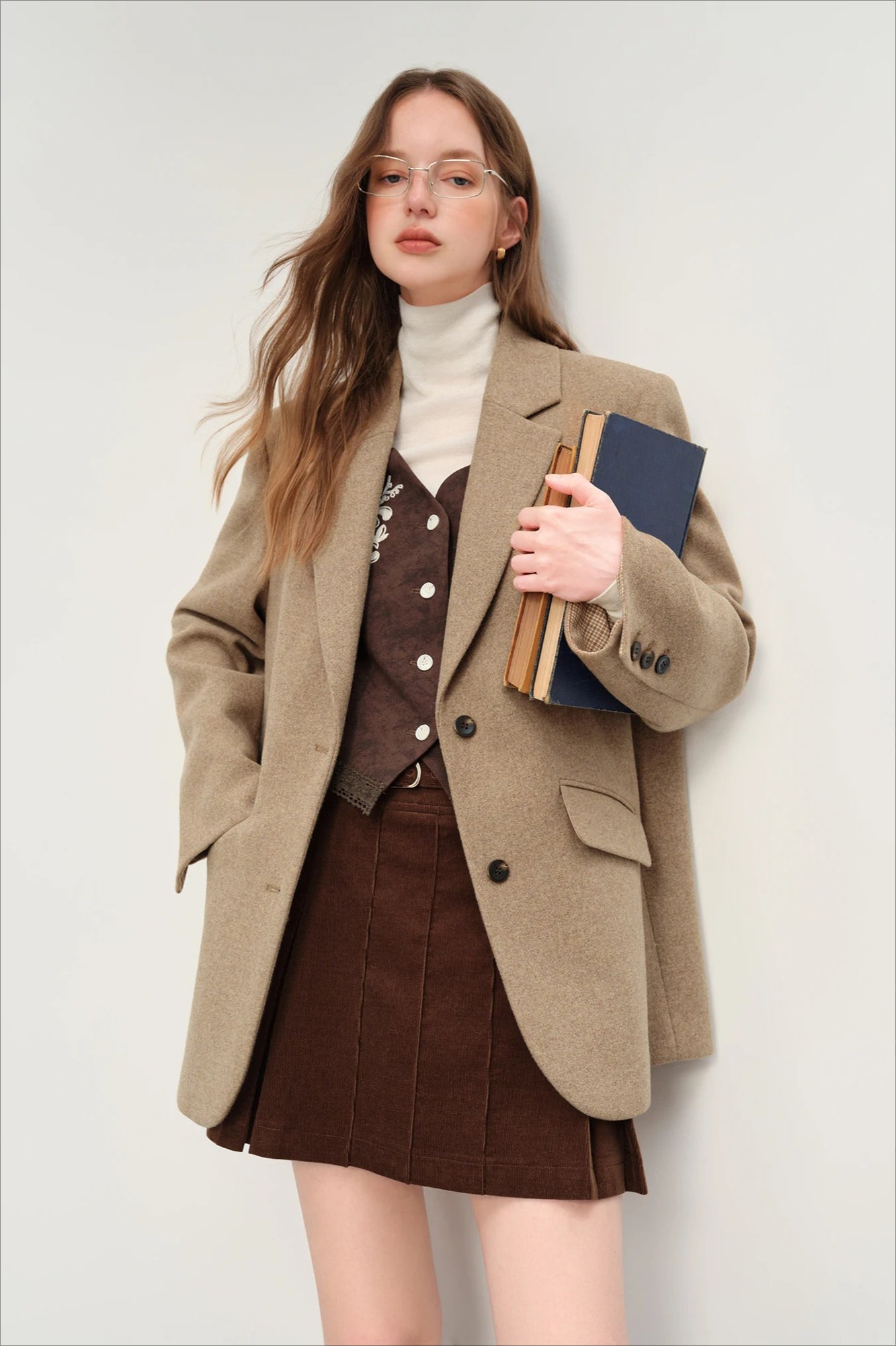 Retro Plaid Short Blazer Christmas Outerwear