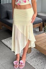 Sheer Floral Print Low-Waist Skirt