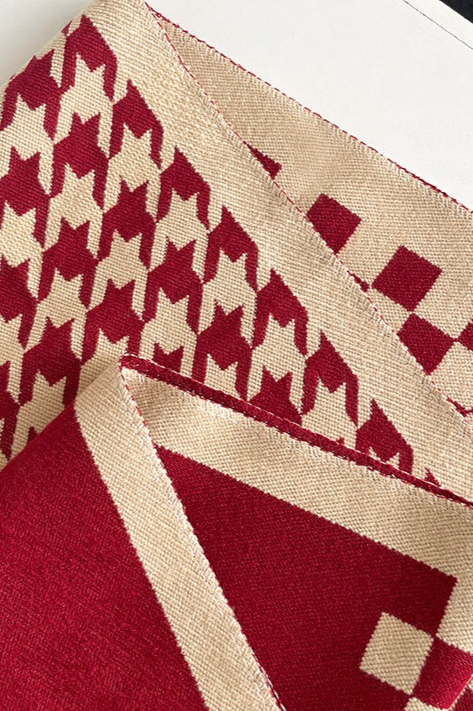 Checkered Plush Christmas Scarf