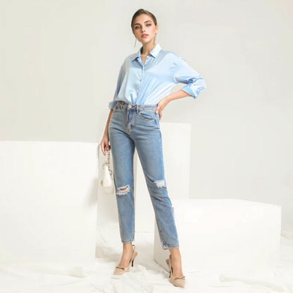 Julia Fashion - Light Blue Denim Trousers