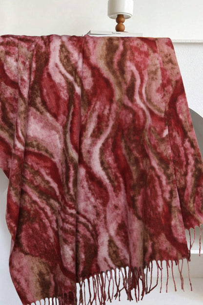 Wave Print Acrylic Blend Christmas Scarf