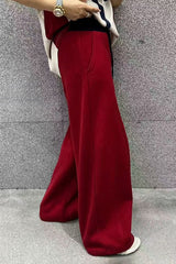 Solid Color Casual Fluid Wide Leg Fleece Sweat Pants