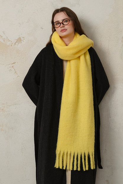 Wool Blend Fringed Christmas Scarf