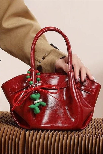 Red Puppy Motif Dumpling Bag Elegant Crossbody Wedding Bag