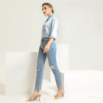 Julia Fashion - Light Blue Denim Trousers