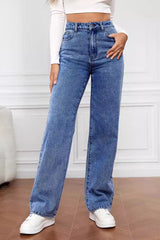 High Waist Slim Straight Leg Jeans