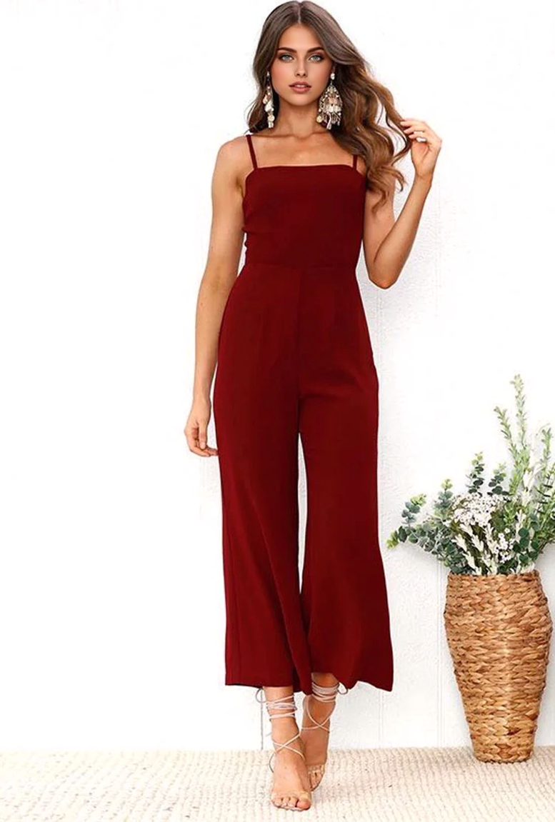 JuliaFashion - Summer Spaghetti Strap Long Pants Women's Overalls Jumpsuits