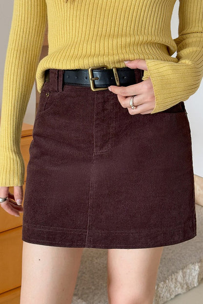 Retro Corduroy A-Line Christmas Skirt