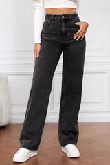 High Waist Slim Straight Leg Jeans