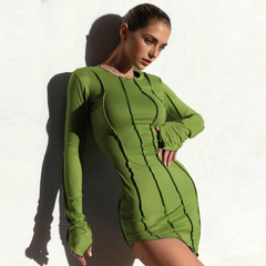 Julia Fashion - Three-dimensional Stripes Slim Irregular Bodycon Elegant Women's Mini Dress