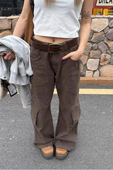 Retro 90s Style Dark Brown Jeans