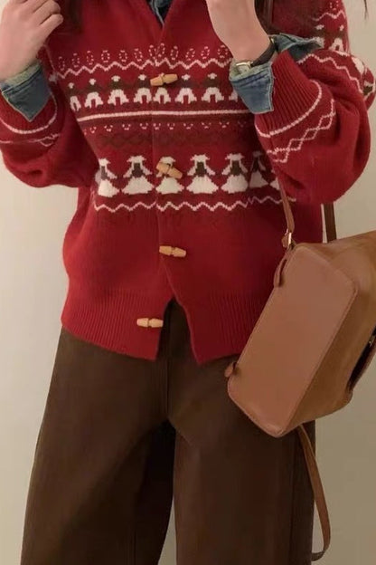 Retro Jacquard Christmas Cardigan